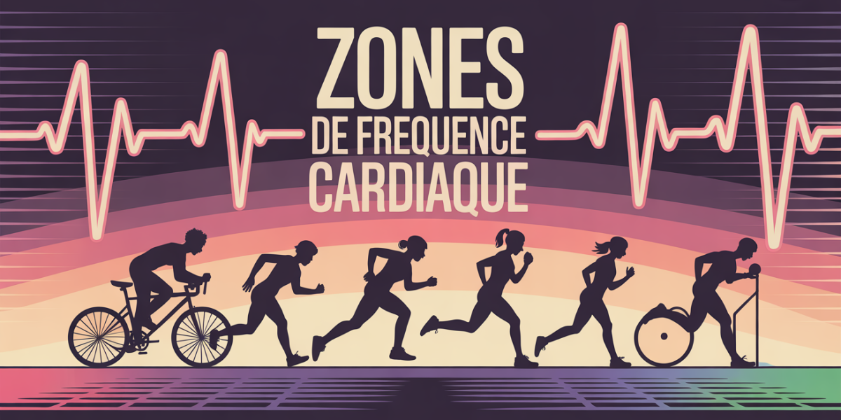 silhouettes sportives et courbe de rythme cardiaque zones